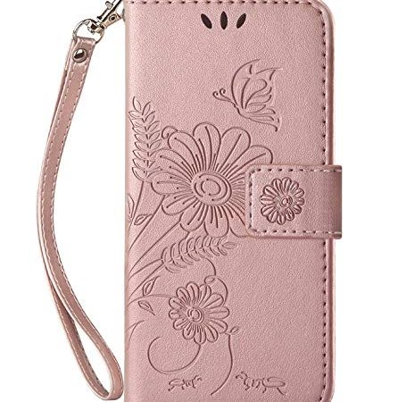 kazineer Coque pour Honor 8X, Housse en Cuir Honor 8X Etui à Rabat Portefeuille Coque pour Huawei Honor 8X (Or Rose)