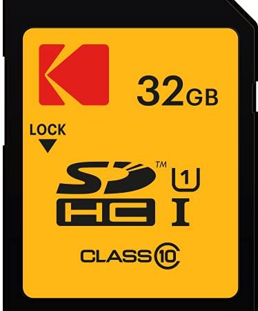 Kodak - Carte SD 32 Go UHS-I U1 V10 SDHC/XC - Carte Mémoire - Vitesse de Lecture 85MB/s Max - Vitesse d'Écriture 25MB/s Max - Stockage de Vidéos Full HD et de Photos Haute Définition - SD Card