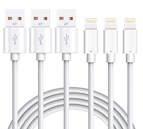 Marchpower iPhone Câble [Certifié MFi] 3Pack 1M Câble Lightning iPhone Connecteur Ultra Résistant pour iPhone13/12/11/11 Pro/X/XS/XR/8/8 Plus/7/7 Plus/6s/6s Plus/6/6 Plus/SE/5s/5 iPad