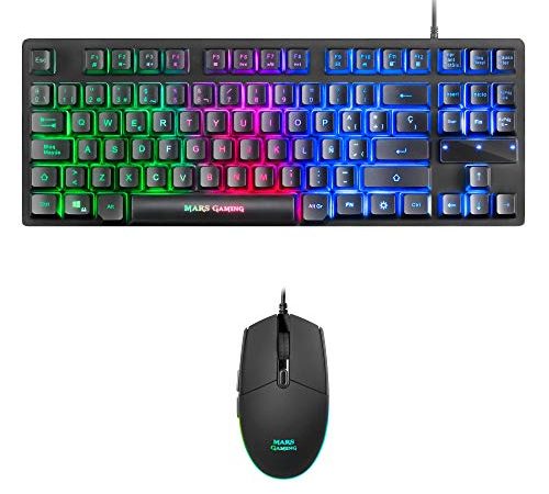 Mars Gaming MCPTKL, Ensemble Clavier RGB H-Mech TKL Souris 3200DPI, Layout ES