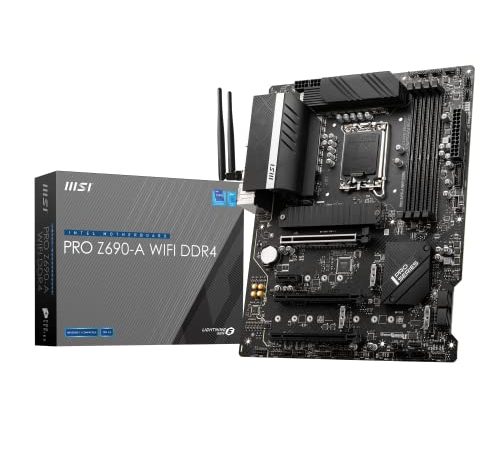 MSI PRO Z690-A WIFI DDR4 Carte Mère, ATX - Pour Processeurs Intel Core 12è Gén, LGA 1700 - 14 Duet Rail 55A VRM, Memory Boost 5200MHz/OC, 1 x PCIe 5.0 x16, 3 x M.2 Gen4 x4, 2.5G LAN, Wi-Fi 6