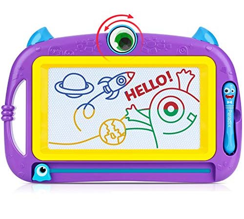 Peradix Ardoise Magique Enfant 2 Ans, Jouet Dessin Magnetique 4 Couleurs 32×21 CM,Tableau de Magnétique Effaçable avec 2 Stylo,Ardoises de Gribouillage,Cadeau de Noël Adapté aux Enfants dès 18 Mois