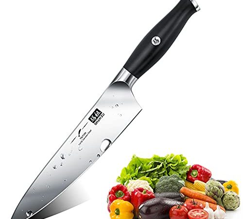SHAN ZU Couteau de Chef 20cm, Couteau de Cuisine en Acier Inoxydable Allemand, Couteau de Chef Professionnel avec Poignée Ergonomique et Emballage de Boîte-cadeau