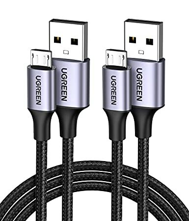 UGREEN Câble Micro USB Charge Rapide 3A Lot de 2 Câble USB Micro USB en Nylon Tressé Compatible avec Appareils Android, Galaxy S7 S6, Huawei, Xiaomi Redmi, LG, Manette PS4 (1M)