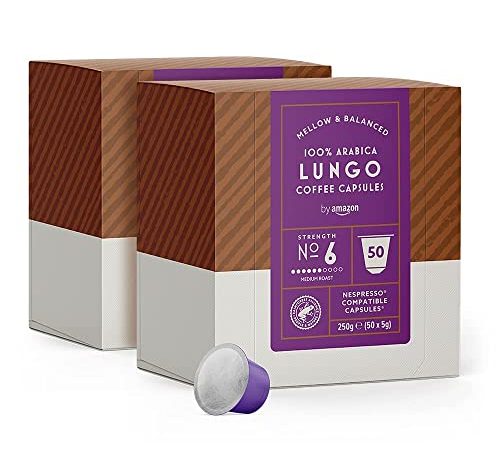 by Amazon Capsules Lungo, compatibles Nespresso, 100 capsules (2 x 50)