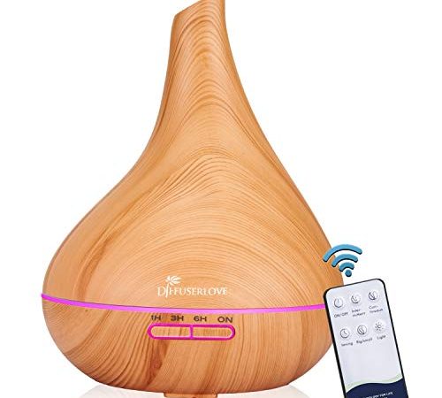 Diffuserlove Diffuseur Humidificateur Diffuseur d'Huiles Essentielles Electrique d'Arôme 500ML Humidificateur d'air à Ultrasons Portable Humidificateur à Brume Fraîche