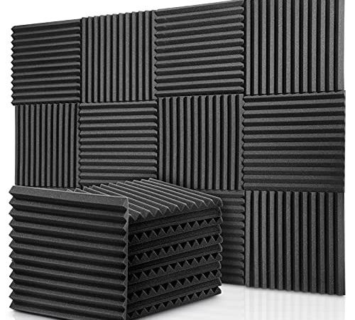 Donner Panneaux de Mousse Acoustique, Panneau Absorbant Acoustique Bouclier Acoustique Mousse anti bruit pour studio d'enregistrement 30x30x2,5cm, Lot de 12 pièces