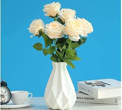 DoubleCare Blanc Vase Decoratif, Incassable Vases en Plastique, Vase de Fleurs Moderne de Style Minimaliste Géométrique pour la Décoration Plantes,Salon,Table,Mariage,Maison,Bureau (E Blanc)