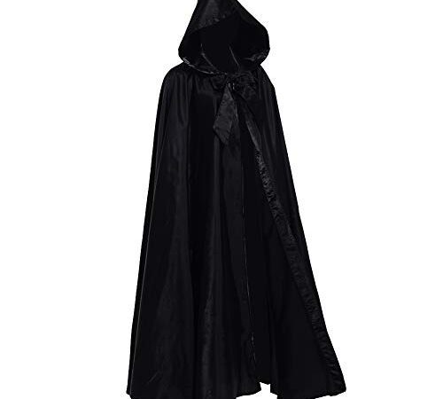 GRACEART Halloween Party Cape Longue avec Capuche en Cosplay Costume (Noir)