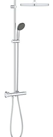 GROHE Colonne de douche avec mitigeur thermostatique Vitalio Start 250, douche apparente, tête de douche 250mm, barre orientable, douchette Vitalio Joy 100 2 jets, chromé, 26696000 (Import Allemagne)