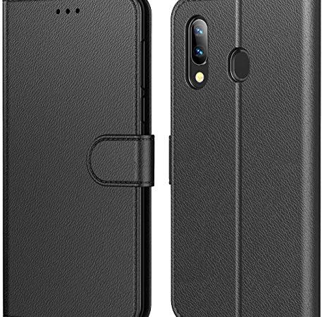 HL Tenphone Etui Coque pour Samsung Galaxy A20e, Protection Housse en Cuir Portefeuille Livre,[Emplacements Cartes],[Fonction Support],[Fermeture Magnétique] pour (Galaxy A20e (5,80 Pouces),Noir)