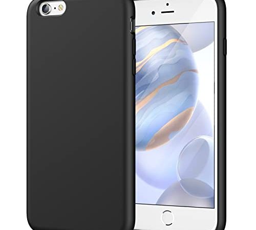 JETech Coque en Silicone pour iPhone 6s Plus/6 Plus 5,5 Pouces, étui de Protection Complète du Corps au Toucher Soyeux, Housse Doublure Douce en Tissu Microfibre, Anti-Chocs (Noir)