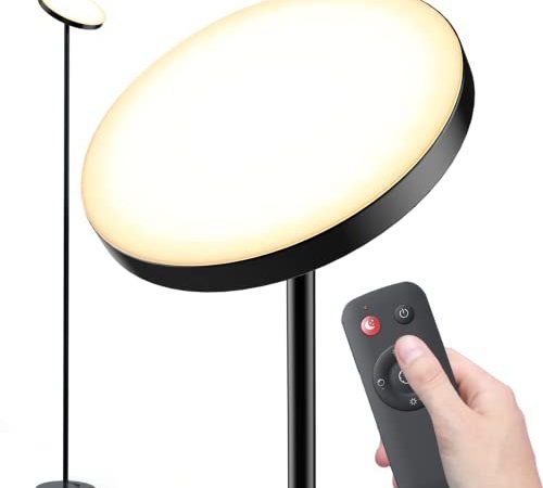 Lampadaire sur Pied Salon, Lampadaire 30W 2800K-7000K avec Minuterie, Lampadaire LED 2800 Lumens avec 4 Températures de Couleur, Gradation en Continu, Lampe sur Pied pour Salon, Bureau, Chambre