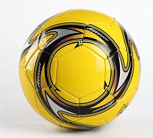 LONSHI Ballon de Football en Salle Et en Extérieur Taille 5 Noir et Jaune Classique Enfant/Adultes Ballons Match Football pour Enfants et Adultes