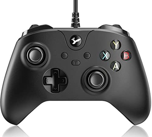 Manette pour Xbox One et Xbox Series X|S Manette Filaire Contrôleur Double Vibration Compatible avec Xbox One/Xbox One S/Xbox One X/Xbox Series X|S Console et PC Windows 7/8 / 10 (Noir)