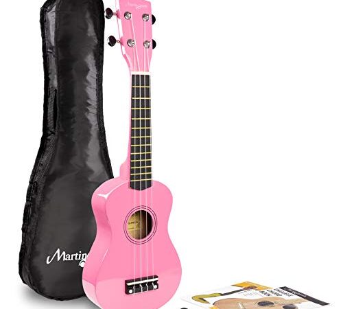 Martin Smith Soprano Ukulele avec Sac Ukulele et livre d'accord - rose