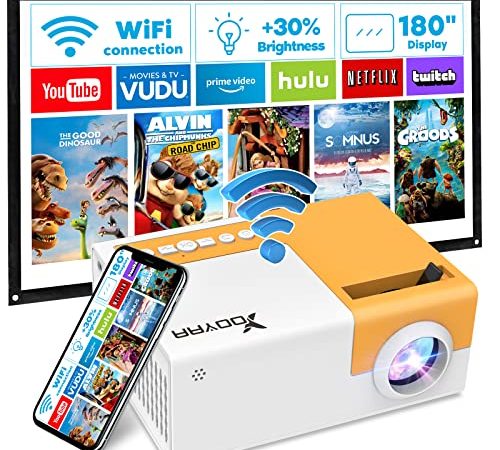 Mini Projecteur WiFi, YOOYAA 2022 Rétroprojecteur luminosité améliorée de Film 1080P Supporté, Projecteur Portable Synchro l'écran du Smartphone par WiFi, Compatible iOS/Android TV Stick HDMI USB AV