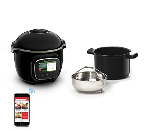 Moulinex Cookeo Touch Wifi Multicuiseur intelligent, Haute pression, Cuve 6 L, Jusqu’à 6 personnes, Connecté, 13 modes de cuisson, Ecran tactile, 250 recettes, Noir CE902800