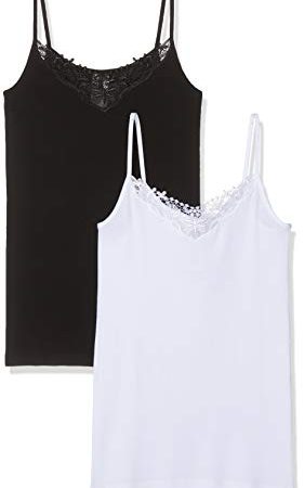 Only NOS Onlkira Lace Singlet 2 Pack Débardeur, Noir (Black), 42 (Taille Fabricant: X-Large) (Lot de 2) Femme