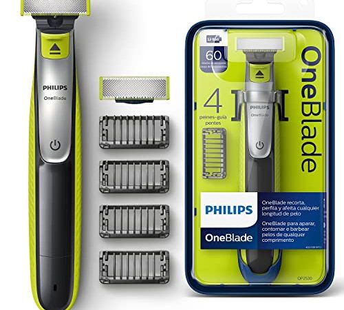 Philips QP2530/30 OneBlade Rechargeable, 100% Étanche, 4 Sabots Clipsables Barbe de 3 Jours Inclus