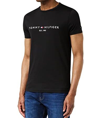 Tommy Hilfiger Homme T-Shirt Tommy Logo Tee Noir (Jet Black Base) L