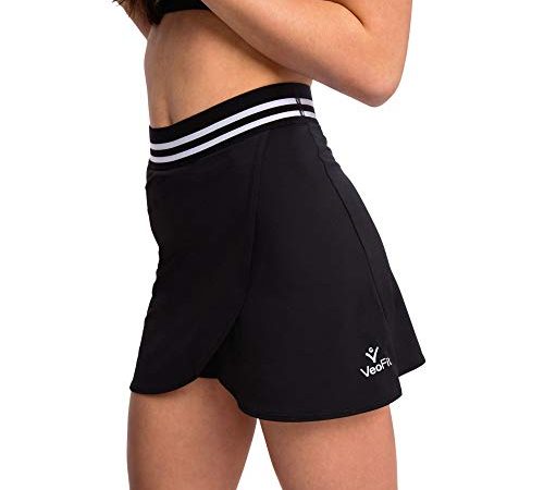 VeoFit Jupe Short de Sport pour Femme - Skort Yoga, Pilates, Tennis, Golf, Course à Pied, Randonnée – Confortable, Respirante, avec Pantalon Court intégré et Poche latérale – Design Français (M)