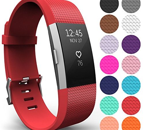 Yousave Accessories Bracelet De Rechange Compatible pour Fitbit Charge 2, Sangle De Remplacement pour Le Fitbit Charge 2 - Petit - Rouge