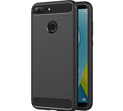 AICEK Coque Honor 9 Lite, Noir Silicone Coque pour Huawei Honor 9 Lite Housse Fibre de Carbone Etui Case (5,65 Pouces)