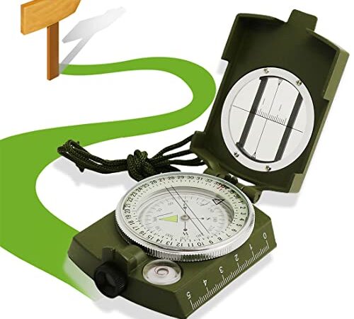 Boussole Verte, XCOZU Boussole Visée Boussole Militaire Boussole Geologie Camping, Boussole Randonnee Boussole Multifonction Professionnelle étanche et Résistant Aux Vibrations avec la Poche