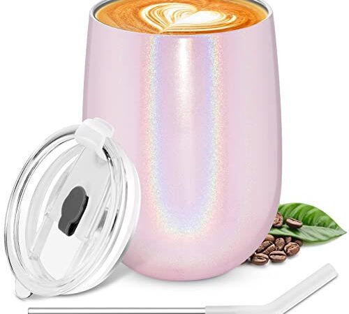 CISHANJIA Thermos Cafe Isotherme, Mug Isotherme de 360ml en Acier Inoxydable, Tasse à Café avec Eco Spill Proof Couvercle -Tasse de Voyage Réutilisable pour le Café, et le Lait (rose, 360ML)