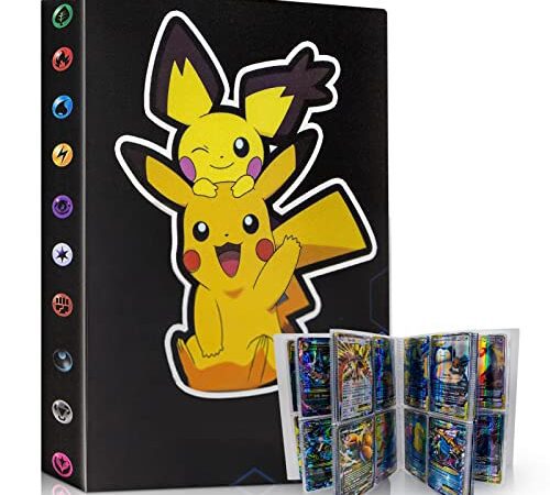 Egmelos 30 Pages Album pokemon, Classeur carte Pokemon Cover Imprime Modèle de Personnage de Dessin Animé, Album Carte Pokemon Peut Contenir Jusqu'à 240 Cartes (C8)