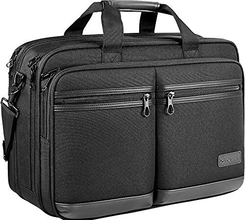 KROSER 18"Sac à main Sacoche pour Ordinateur Portable Porte-documents Élégant pour Ordinateur jusqu'à 17,3" Extensible Imperméable Sacoche à Bandoulière avec Poches RFID pour Hommes/Femmes Laptop Bag