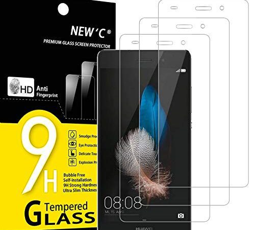 NEW'C Lot de 3, Verre Trempé pour Huawei P8 Lite, Film Protection écran sans Bulles d'air Ultra Résistant (0,33mm HD Ultra Transparent) Dureté 9H Glass