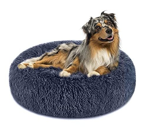 PureFun Panier Chien XXL 90CM, Panier pour Chien Grande Taille, Coussin Chien Anti Stress Confortable Lit Apaisant Chien Sommeil Profond Pet Matelas Lavable en Peluche (Gris foncé)