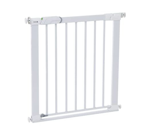 Safety 1st Flat Step, Barrière de Sécurité Enfant/Bebe, Barrière Escalier avec Barre de Seuil Ultra Plate, 73 à 80 cm, Métal (blanc)