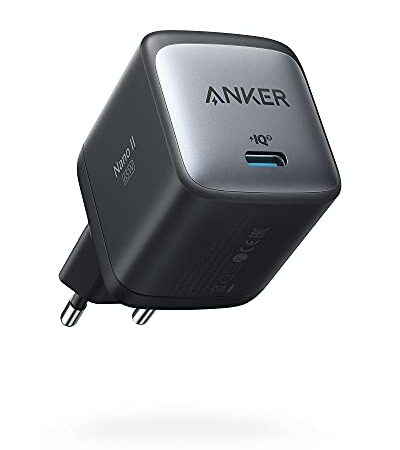 Anker Nano II Chargeur USB-C 65 W avec Puissance de Charge Rapide, Technologie GaN II, Compatible avec MacBook Pro/Air, Galaxy S20/S10, iPhone 12/Pro/Mini, iPad Pro, Pixel (Noir)