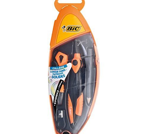 BIC Experience Compas Interchangeable Mine ou Crayon à Papier - Corps Métallique, Coffret Complet