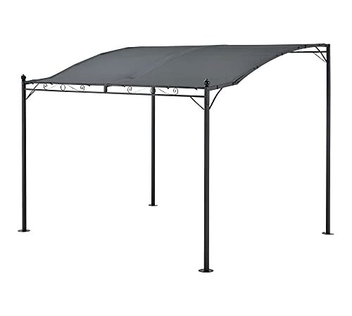 [en.casa] Pergola Design Tonnelle Solide Pavillon de Jardin Élégant Protection Contre Soleil Auvent Résistant Ombrager Acier Polyester 300 x 250 cm Gris Foncé