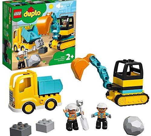 LEGO 10931 Duplo Le Camion Et La Pelleteuse, Jouet Engin de Chantier pour Les Enfants, Développe Leur Motricité Fine