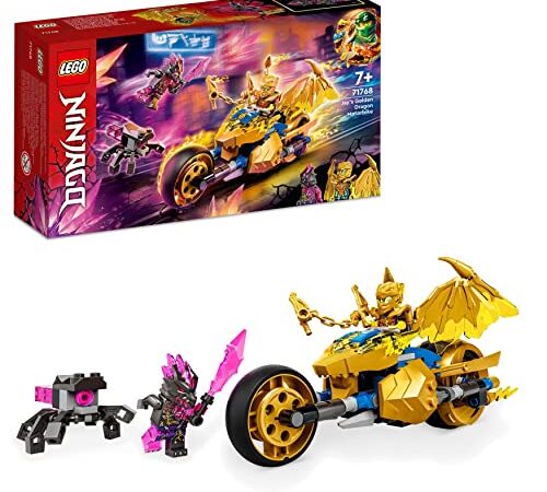 LEGO 71768 Ninjago La Moto Dragon d’Or de Jay, Jouet avec Véhicule et Figurine de Dragon, Idée Cadeau Anniversaire pour Enfants