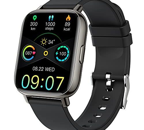 Montre Connectée Homme Femmes, Smartwatch 1,69 Montre Sport Podometre Cardiofrequencemètre Moniteur de Sommeil Etanche IP68 Montre Intelligente 24 Modes Bracelet Connecté Chronometre pour Android iOS