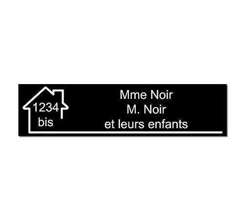 Mygoodprice Plaque gravée pour nom et numéro boîte aux Lettres autocollante 10x2,5cm personnalisée 1 à 3 Lignes Noir