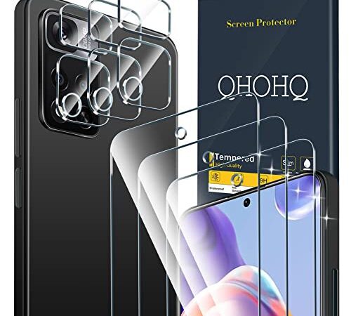 QHOHQ 3 Pièces Verre Trempé pour Xiaomi Redmi Note 11 Pro+ 5G/Poco X4 NFC (Non Note 11 Pro 4G/5G, Poco X4 Pro 5G) avec 3 Pièces Caméra Arrière Protecteur,HD Protection écran,Anti-Rayures, Sans Bulles