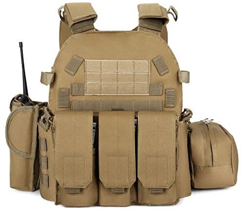 UBORSE Gilet Tactique Armée Militaire avec Système Molle Gilet Multi-poches pour Camping Randonnée Chasse à L'extérieur CS Jeu