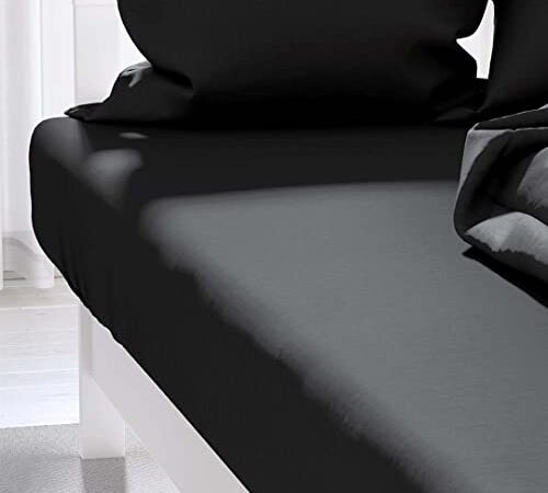 Atmosphère 613217 Drap Housse Noir Atmo 140 x 190 cm