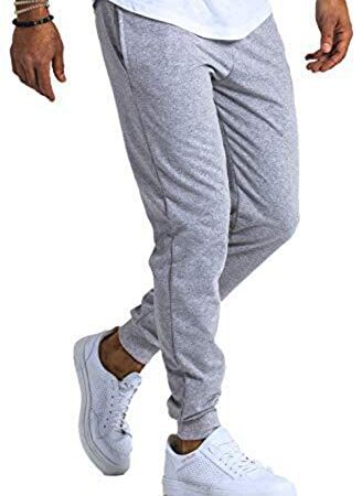 Björn Swensen Pantalon de jogging, en coton, pour homme, coupe ajustée - Gris - Medium