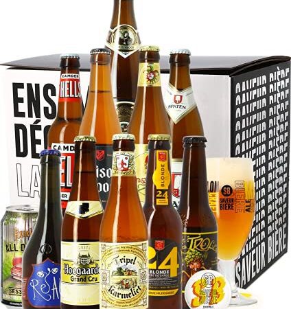 Coffret Bières Blonde - 11 bières et 1 verre - Idée cadeau