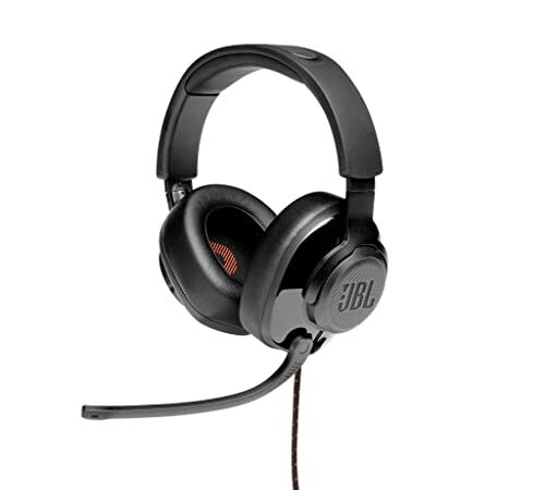 JBL Quantum 300 – Casque gaming filaire avec son Signature Quantum JBL et Quantum SURROUND – Micro avec réduction de bruit ambiant – Compatible avec plusieurs plateformes – Couleur : Noir