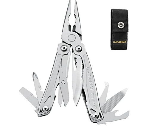 Leatherman Wingman - Pince multifonctions de bricolage avec 14 outils dont des pinces, des tournevis, un décapsuleur et bien plus, fabriqué aux Etats-Unis, en acier inoxydable, étui nylon inclus