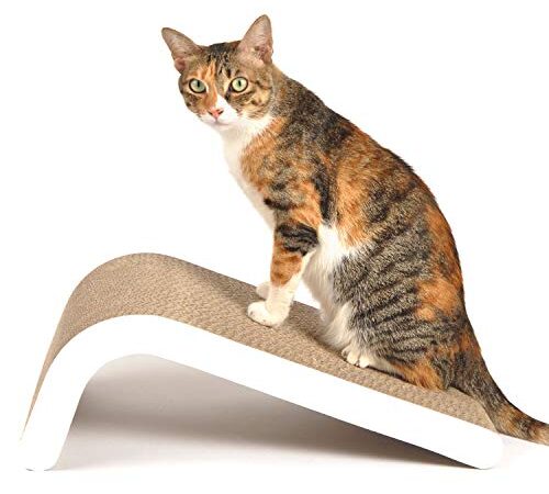 Likea Griffoir inclinable pour chat avec herbe à chat en carton de qualité supérieure, plusieurs angles de griffage pour correspondre aux préférences de votre chat